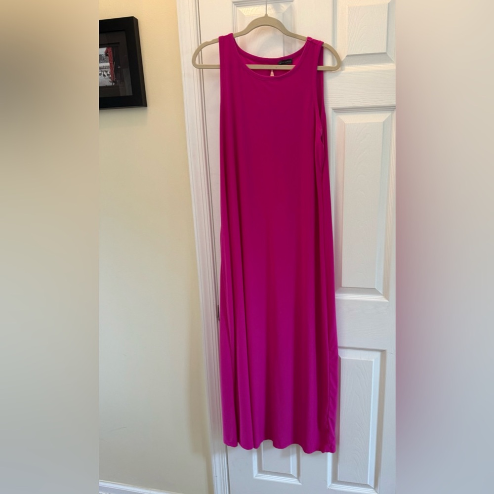 Vince Camuto Fuchsia Crew neck long keyhole Maxi Shoulder Dress size large